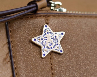 Star Enamel Pin with papercut backing