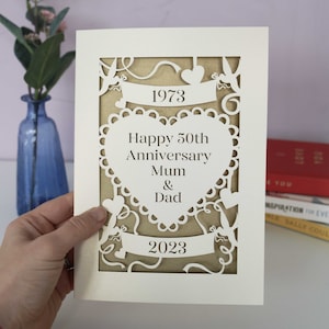 Golden Wedding Anniversary Papercut Card, 50th Anniversary Personalised Card, sku_anniversary50years image 3