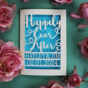 Personalisierte Laser Cut Hochzeitskarte Happy Ever After Papercut