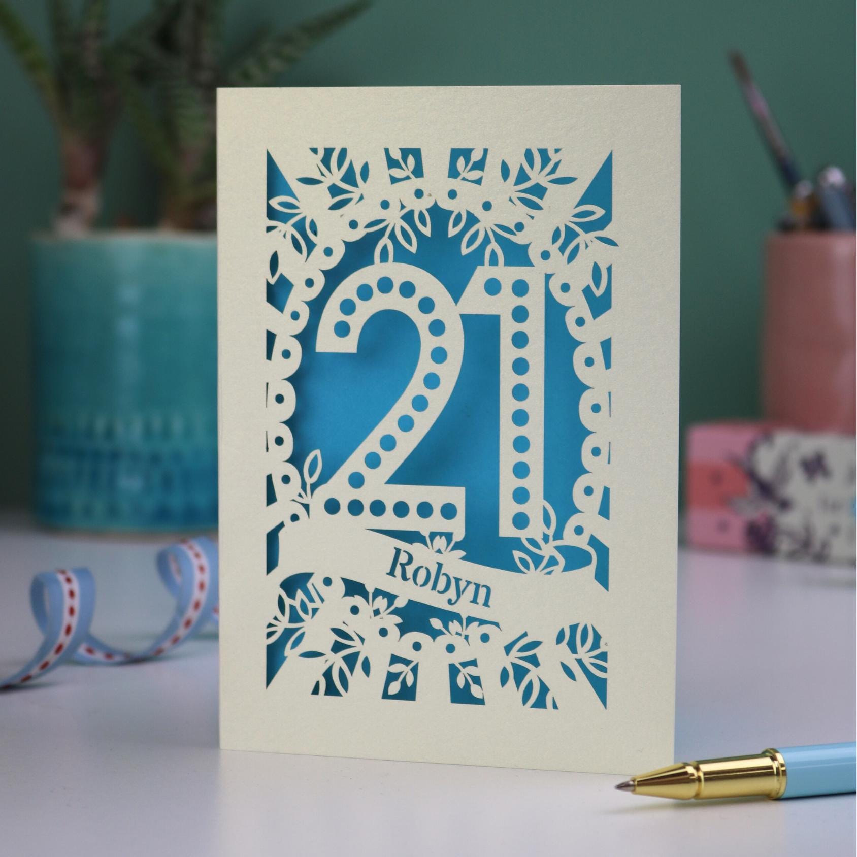 Personalized 21st Birthday Papercut Card: Spotty Number Design - Etsy