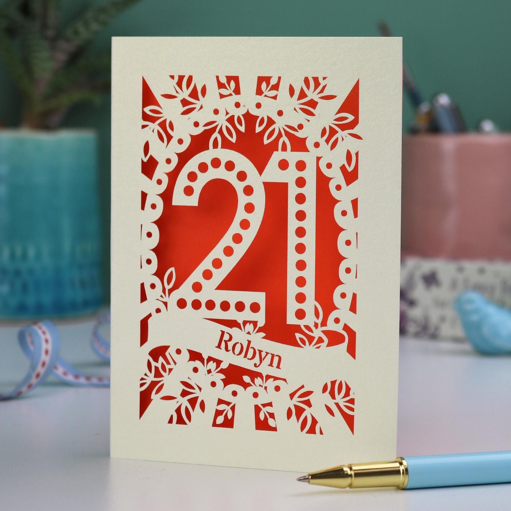 Personalized 21st Birthday Papercut Card: Spotty Number Design - Etsy