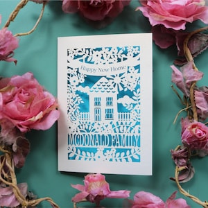Carte de vœux personnalisée découpée au laser – Souvenir « Home Sweet Home » découpé au laser