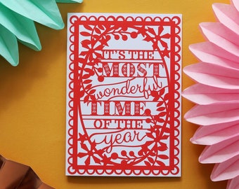 Most Wonderful Time Of The Year Printed Christmas Card A6, sku_WP138