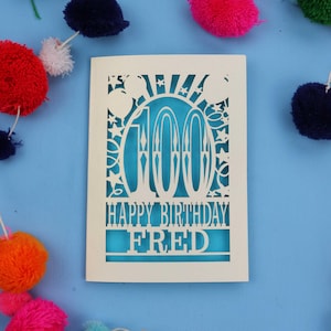 Personalisierte 100.Geburtstagskarte - Papierschnitt Individuelles Laser Cut Design-
