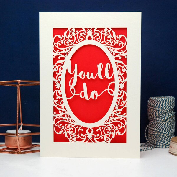 Papercut 'You'll Do' Valentines Card, Funny Valentine's Card, sku_youll_do