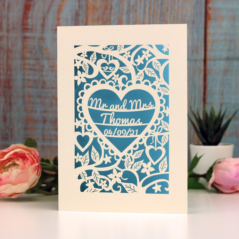 Personalised Papercut Heart Wedding Card, Wedding Cards, Mr and Mrs Papercut Wedding Card Anniversary Card, sku_heart_wedding image 6