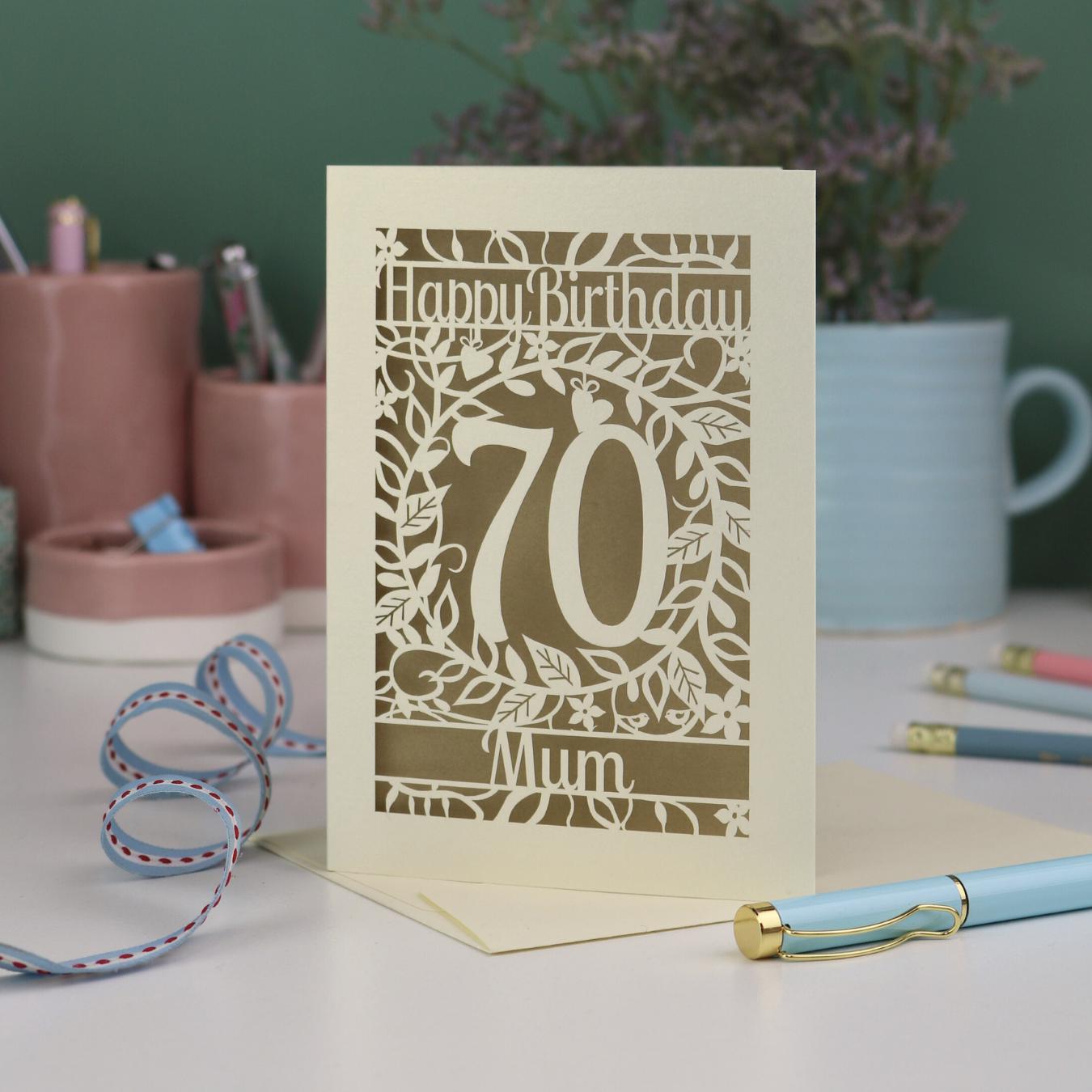 Personalised 70th Birthday Card – Laser Cut Flower Design - Etsy