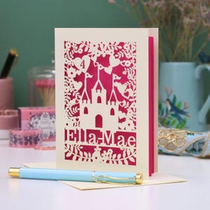 Personalised Papercut Princess Castle Birthday Card