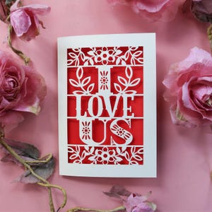 I Love Us Valentine's Card, Laser Cut Valentines Cards