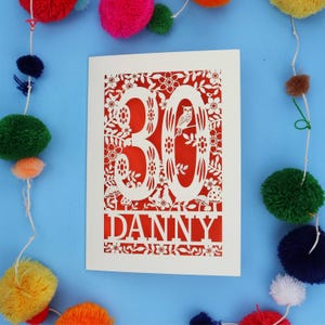Personalised 30th Birthday Card – Woodland Papercut Papercut Custom Laser Cut Design