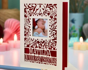 Baby's First Christmas Card | Laser Cut Photo Design