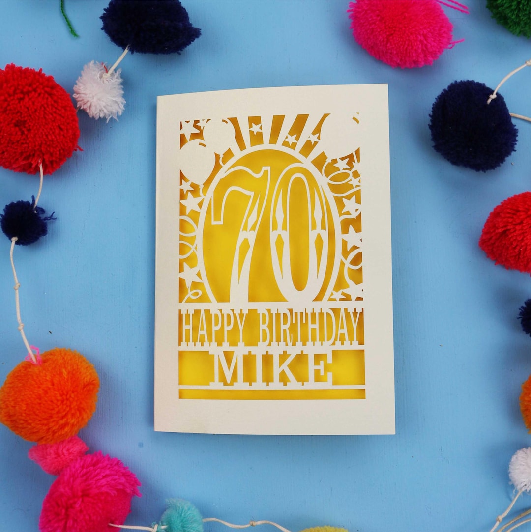 Personalised 70th Birthday Card – Papercut Custom Happy Birthday Laser ...