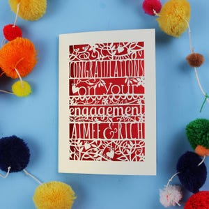 Personalised Engagement Card - Floral Engagement Congratulations Laser Cut Cards