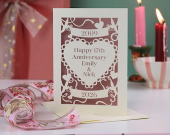 Wedding Anniversary Papercut Card | Personalised