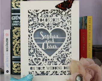 Personalised Papercut On Your Wedding Day Card, Laser Cut Wedding Card, Paper Cut Card for Weddings, sku_On_Your_Wedding_Day