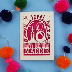 Personalisierte 18.Geburtstagskarte - Papierschnitt Benutzerdefinierte alles Gute zum Geburtstag Laser Cut Design