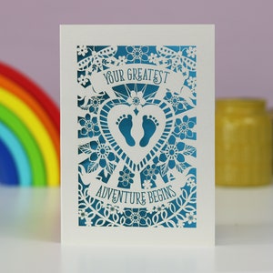 Your Greatest Adventure Begins, New Baby Laser cut Karte