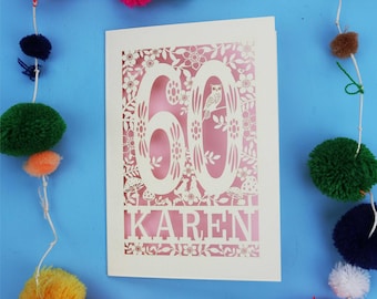Personalised 60th Birthday Card – Woodland Papercut Papercut Custom Laser Cut Design