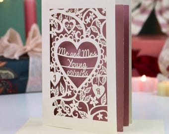 Personalised Papercut Wedding Card | Laser Cut Heart Design