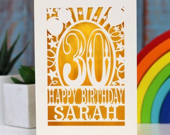 Personalised Any Age Papercut Birthday Card, Laser Cut Card, Name, Age, Paper Cut Cards, SKU_any_age_birthdays