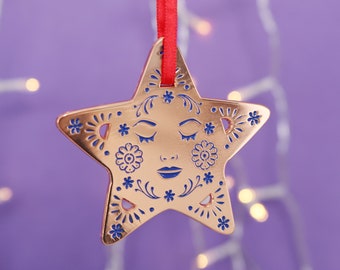 Rose Gold Star Hanging Christmas Decoration