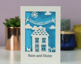 Personalised Papercut New Home Card, Laser Cut Home Sweet Home House Card, Personalised Paper Cut Moving Card, sku_new_home