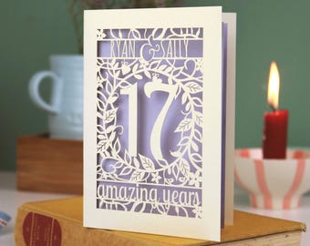 Special Laser Cut Anniversary Card, Floral Anniversary for Husband, Wife or Couple