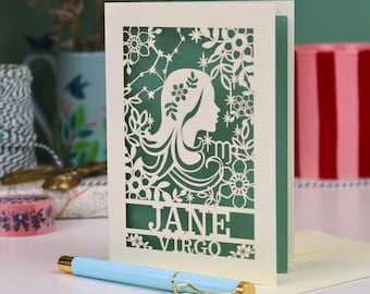 Personalised Virgo Birthday Card | Laser Cut Star Sign