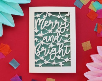 Merry and Bright  Laser Cut Christmas Card