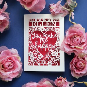 Carte de Saint-Valentin personnalisée découpée au laser, vous me rendez heureux