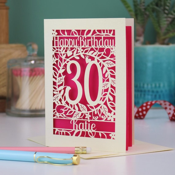 30th Birthday Card – Personalised Laser Cut Design – 30th Birthday Ideas