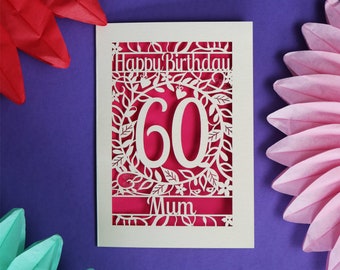 Carte d'anniversaire personnalisée découpée au Laser, découpée au laser, fleur d'âge spécial, carte d'âge floral joyeux anniversaire, sku_flower_birthday