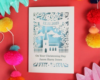 Personalised Papercut Floral Christening Card, sku_floral_christening