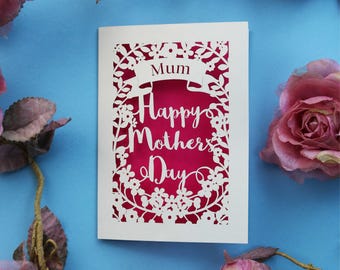 Personalised Papercut Happy Mother's Day Card