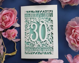 Floral Anniversary Papercut Card, Personalised Laser Cut Card, Paper Golden Silver Ruby Diamond Anniversary, sku_flower_anniversary_years