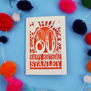 Personalisierte 80er Geburtstagskarte - Papierschnitt Benutzerdefinierte alles Gute zum Geburtstag Laser Cut Design