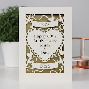 Golden Wedding Anniversary Papercut Card, 50th Anniversary Personalised Card, sku_anniversary50years image 4