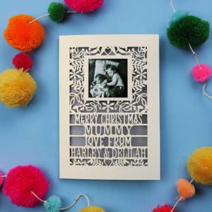 Mama Weihnachtskarte - personalisierte Papierschnitt-Andenken-Foto-Weihnachtskarte - frohe Weihnachten mama Liebe von