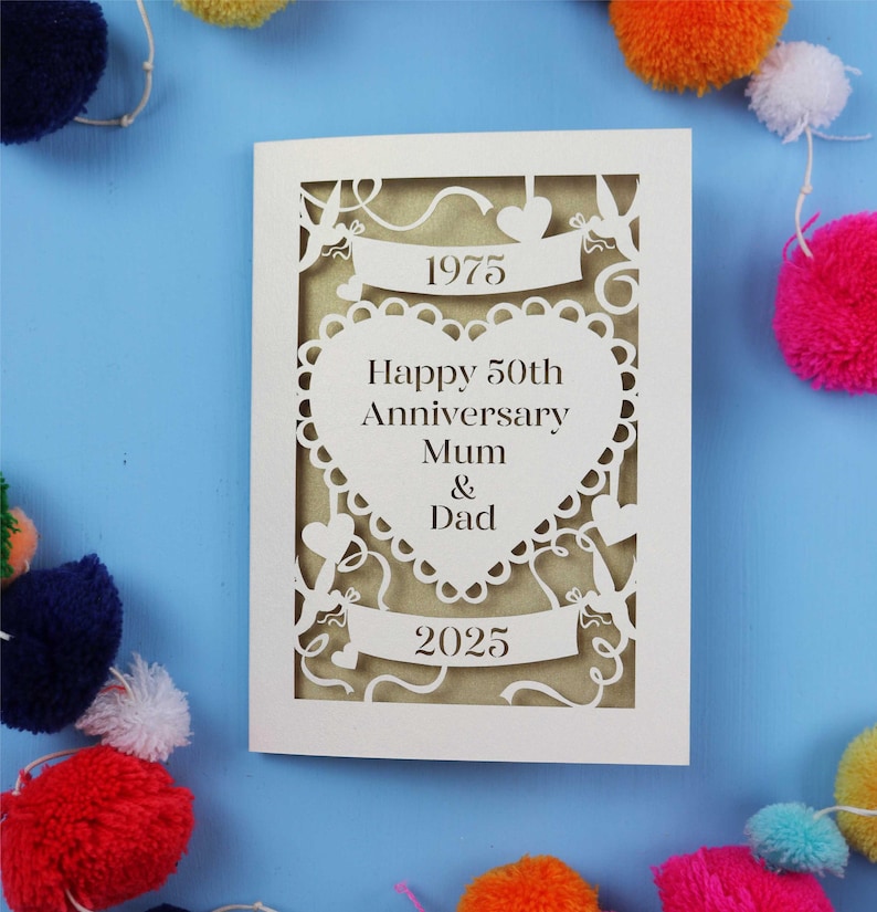 A 50th wedding anniversary card for mum and dad
