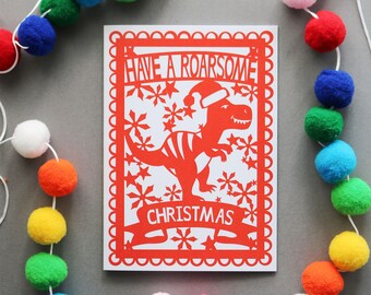 Have A Roarsome Christmas Printed A6 Card, sku_WP204