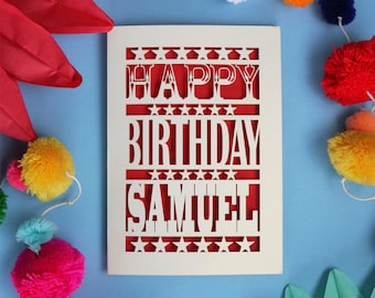 Papercut Happy Birthday Personalised Card, Laser Cut Birthday Card With Name, sku_happy_birthday