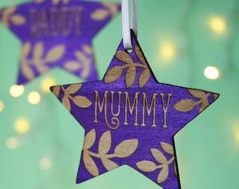 Personalised Purple Star Christmas Decoration, Christmas Ornament, Tree Decoration, Personalised Engraved Christmas Star