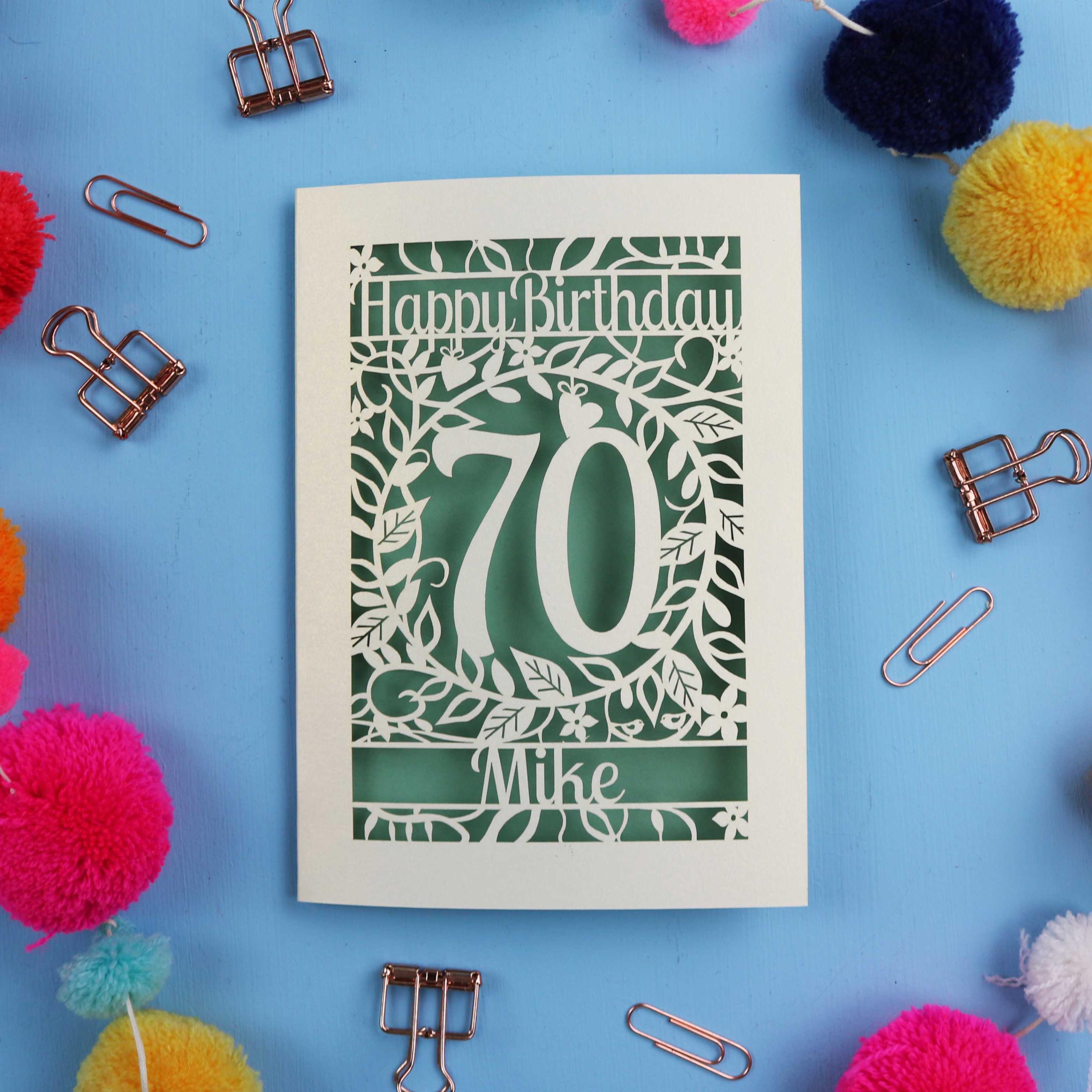 Personalised 70th Birthday Card – Laser Cut Design – 70th Birthday ...