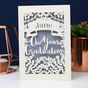 Personalised Papercut Graduation Card, On Your Graduation Congratulations Laser Cut Card, sku_graduation Silver