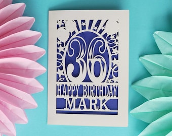 Personalised Any Age Papercut Birthday Card, Laser Cut Card, Name, Age, Paper Cut Cards, SKU_any_age_birthdays