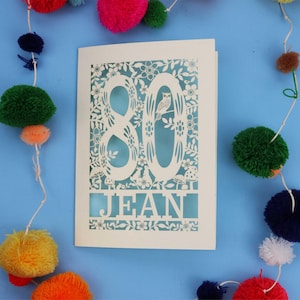 Carte personnalisée 80e anniversaire – Woodland Papercut Papercut Design personnalisé découpé au laser