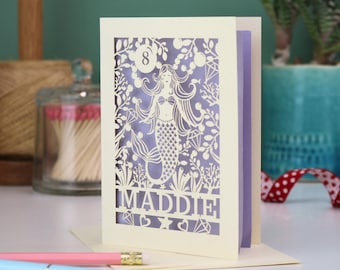 Personalised Mermaid Birthday Card | Laser Cut