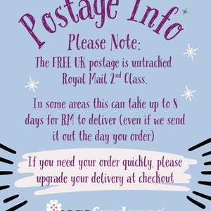 The FREE UK postage is untracked Royal Mail 2nd Class. In some areas this can take up to 8 days for RM to deliver (even if we send it out the day you order, as they are now only delivering 2nd class mail every other day and not at weekends) If you need your order quickly, please upgrade your delivery at checkout (don't check out as a guest or you will not be offered the chance to upgrade shipping).