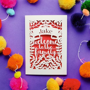 Personalised Papercut Adoption Card, SKU-welcome_family