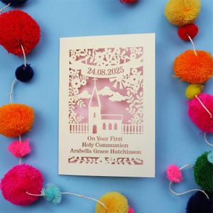 First Holy Communion Card - Papercut Personalised Church Card